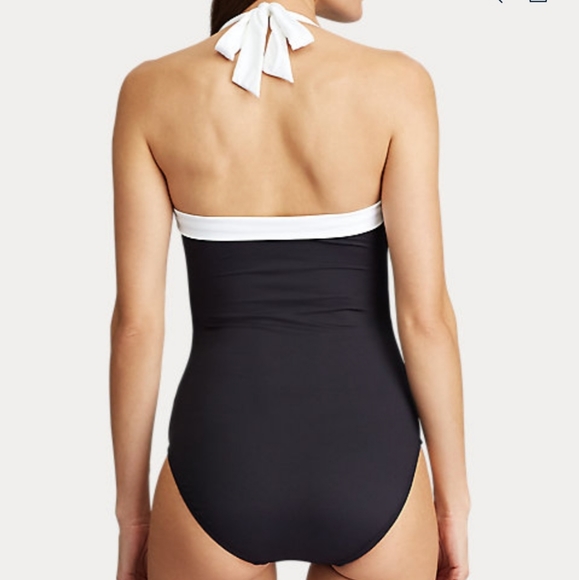 Ralph Lauren Shirred Bandeau One Piece Bathing Sui - Picture 2 of 10